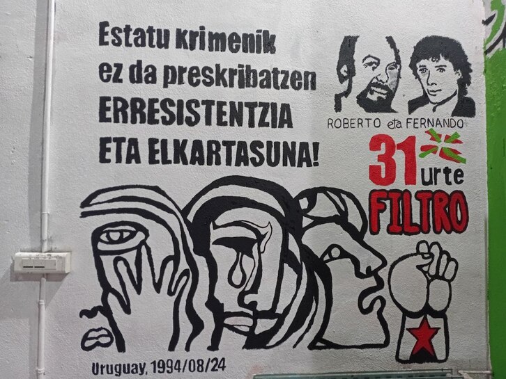Mural de solidaridad 31 años después de la masacre del Filtro.