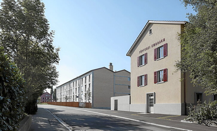 Exterior de la alfarería original reconvertida en viviendas.