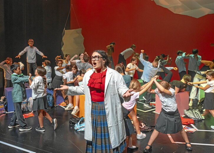 Imagen del ensayo de la ópera «Nizugu», producción del Coro Easo y la Quincena Musical de Donostia.