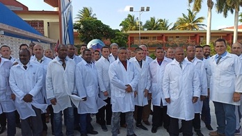 Brigada de médicos y enfermeros cubanos enviados a Lombardía para combatir el coronavirus.