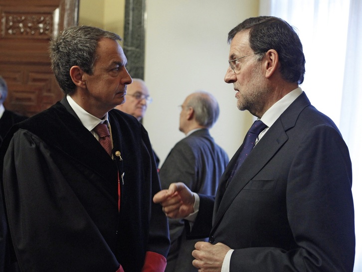 José Luis Rodríguez Zapatero y Mariano Rajoy, los presidentes españoles en estos años de implicación noruega, en un encuentro en 2012.