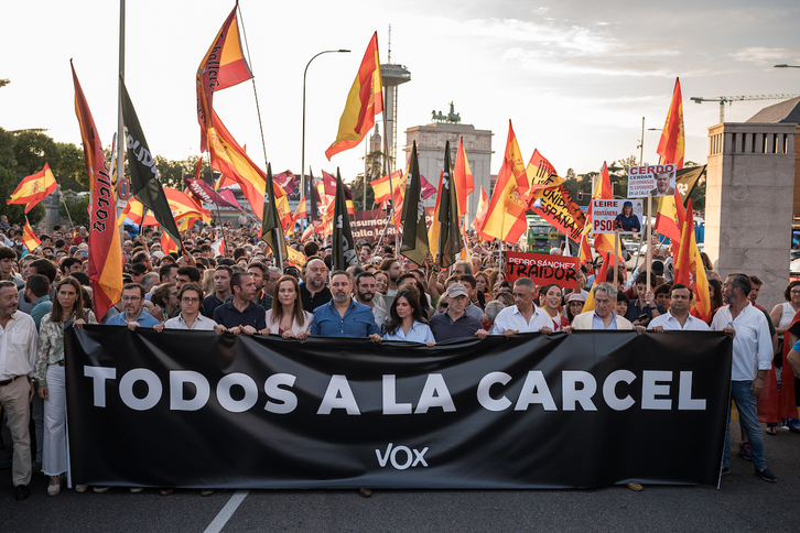 Manifestación de Vox en Madrid el pasado junio, tras el informe de la Guardia Civil sobre el «caso Koldo».