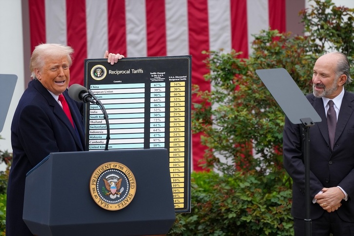 Trump anunciando aranceles.