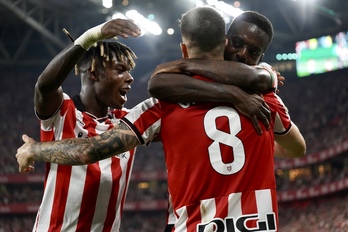 Jugadores del Athletic celebrando un gol.