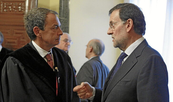 Zapatero y Rajoy, los presidentes españoles en el periodo que abarcó la implicación noruega, en un encuentro en 2012.