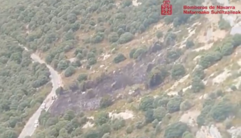 Zona afectada por el incendio de monte bajo registrado en el puerto de Etxauri.