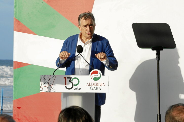 Aitor Esteban, en el mitin de arranque del curso del PNV en Zarautz, el pasado viernes.