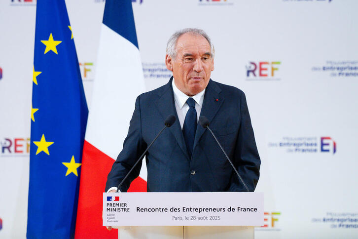 François Bayrou, en un encuentro con empresarios en París el 28 de agosto.