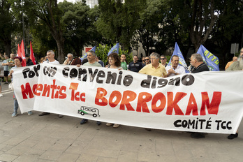 Una de las movilizaciones realizadas por los trabajadores del transporte urbano comarcal de Iruñerria.