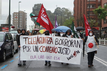 BetiON zerbitzuko langileek mobilizazioak egin zituzten 2022an hitzarmenaren alde.