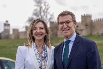 Alicia García, portavoz en el Senado del PP que ha lanzado duras acusaciones contra Chivite, en un acto con Alberto Núñez Feijóo.