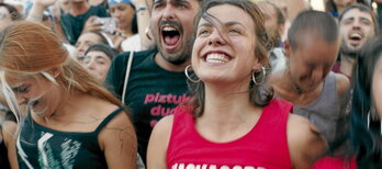 «Jone, batzuetan» filmeko pasarte bat Bilboko Aste Nagusian.