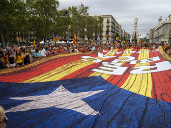 Cabecera de la manifestación independentista unitaria en Barcelona.