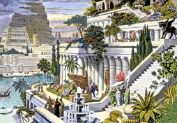 Babiloniako lorategi esekien ilustrazioa.