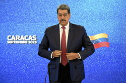 Nicolás Maduro en una rueda de prensa con medios internacionales.