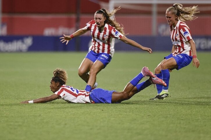 Luany celebra un gol en el partido de Women's Champions League entre Atletico y Hacken.