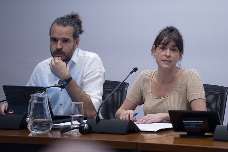 Burgaleta y Alfaro, durante su comparecencia en el Parlamento de Nafarroa.
