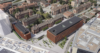 Infografía del proyecto, donde se ven los dos bloques que se van a edificar.