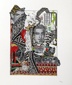 Lehen orrian, Otaegiren mihisea. Eskuinean, Peter Sacks artista hegoafrikarra bere estudioan, «Resistance» obra lantzen.