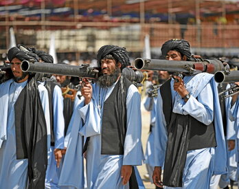 Parada militar en la base de Bagram el año pasado.