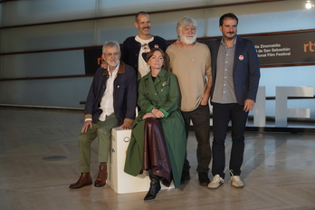 El equipo de ‘Maspalomas’, esta mañana en el Kursaal.