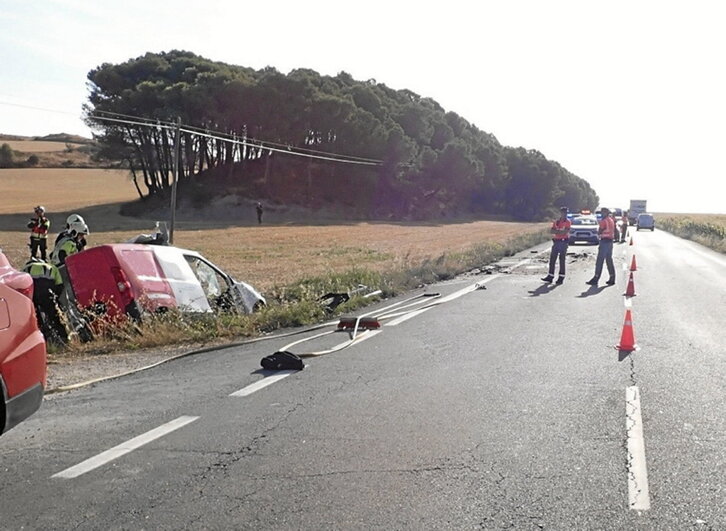 Estado de la furgoneta que conducía el trabajador fallecido.