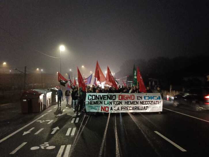Movilización de los trabajadores de DIGI en Bizkaia.