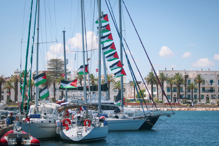 Varios barcos de la Flotilla, en el puerto de Bizerte, al norte de Túnez, el pasado día 12.