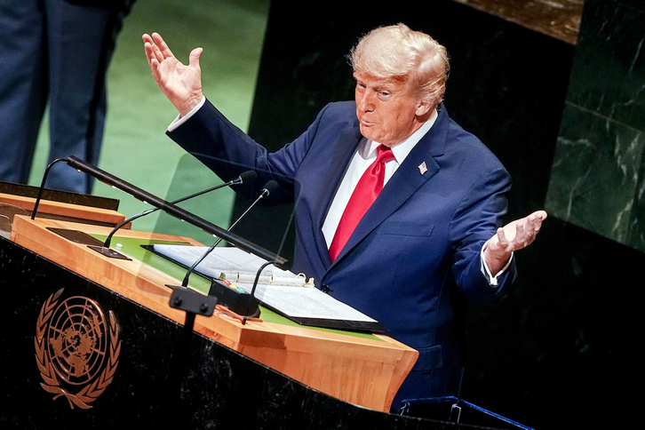 Trump durante su intervención ante la Asamblea General de la ONU.