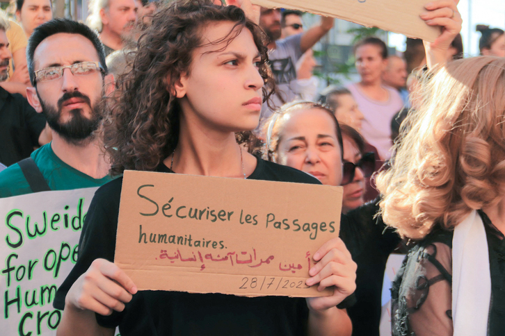 Protesta realizada el pasado 28 de julio en Suweida para denunciar la situación humanitaria.