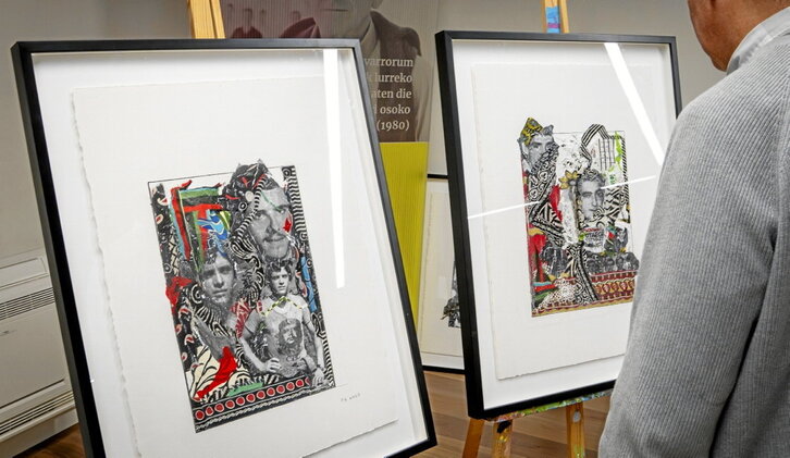 Peter Sacksek Txiki eta Otaegiri eskainitako margolanak, Olaso Dorrean.