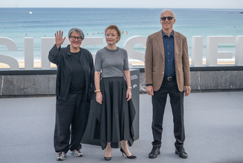 Kasia Adamik (a la derecha), en Zinemaldia.