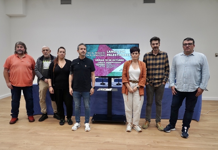 Sindikatuen ordezkariek Palestinaren aldeko lanuzte orkorra iragarri dute asteazken honetan.