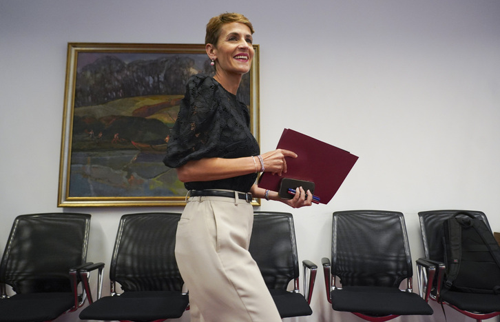 María Chivite, este miércoles, en el Parlamento navarro.