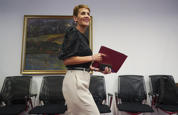 María Chivite, este miércoles, en el Parlamento navarro.