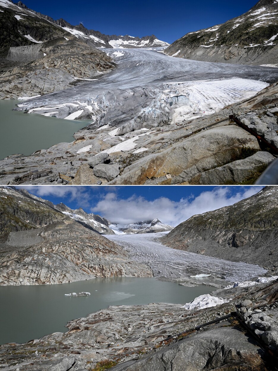Evolución del glaciar del Ródano, uno de los más emblemáticos del país, entre julio de 2015 y septiembre de 2025. Evolución del glaciar del Ródano, uno de los más emblemáticos del país, entre julio de 2015 y septiembre de 2025.