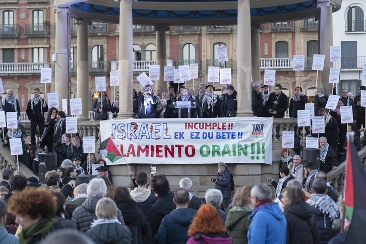 Manifestación en Iruñea reclamando el boicot a Israel.