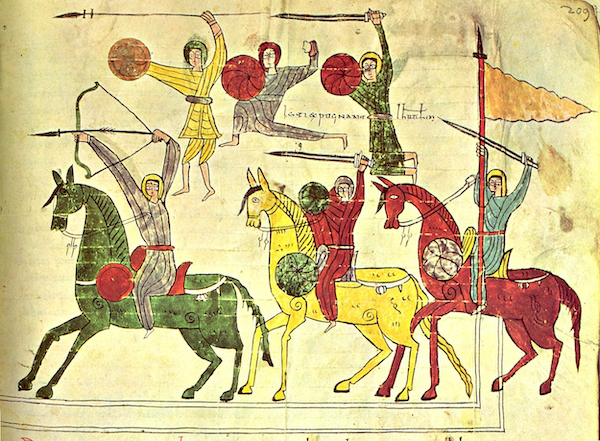Representación de una batalla medieval del Beato de Urgel. (WIKIPEDIA)