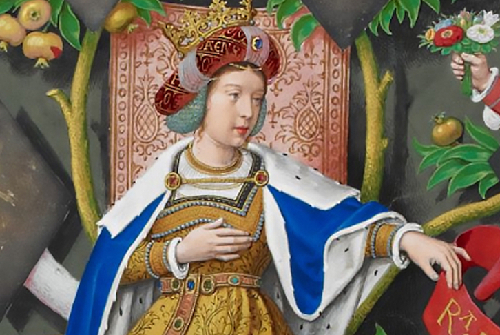 Retrato idealizado de la reina Toda que aparece en una genealogía de los reyes de Portugal.