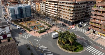 Imagen aérea de la plaza Barrendain de Beasain.