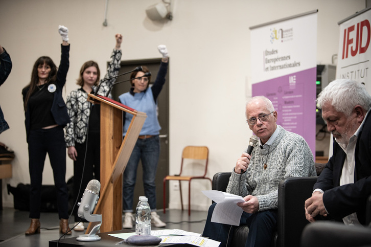 Imagen de archivo de una protesta durante un acto de los responsables de Bétharram y de la IFJD en Baiona.