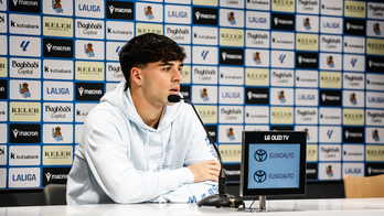 Jon Martín, durante su comparecencia de este martes en Zubieta.