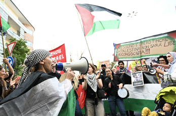 Protesta propalestina en Údine en la previa del Italia-Israel.