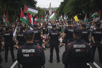 Protestas en Bilbo durante la pasada Vuelta, por la presencia del Israel.