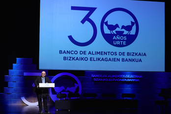 Luis Crovetto Castañón, presidente del Banco de Alimentos de Bizkaia durante el acto del 30 aniversario.