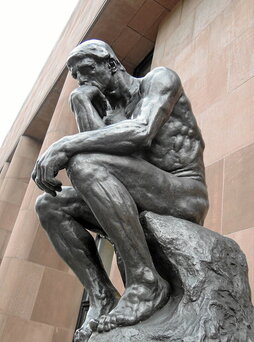 Auguste Rodinen “Pentsalaria” eskultura ezaguna, bere existentziaz galdetzen duen eta pentsatzen duen pertsona  arrazionalaren sinboloa.