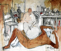 Uno de los cuadros de la exposición «Plástica mozambiqueña», que se puede visitar en el bilbaino Espacio Marzana hasta el 7 de noviembre.