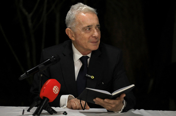 El expresidente de Colombia Álvaro Uribe, en una conferencia en Rionegro el 21 de octubre.