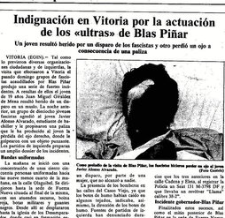 Información publicada por «Egin» sobre las agresiones fascistas.