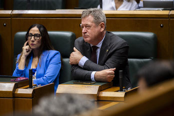 El consejero de Seguridad, Bingen Zupiria, durante el pleno de control.
